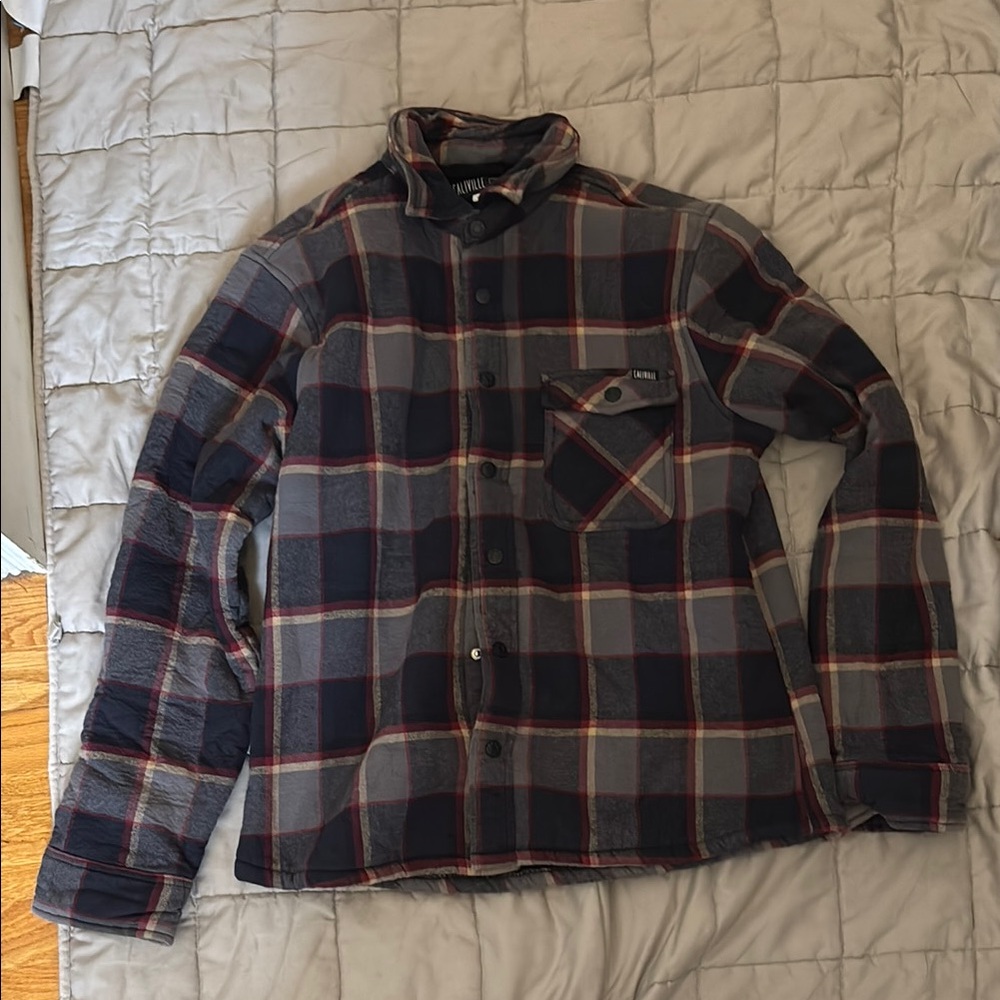Blue and Red Lightweight Plaid Shirt Jacket